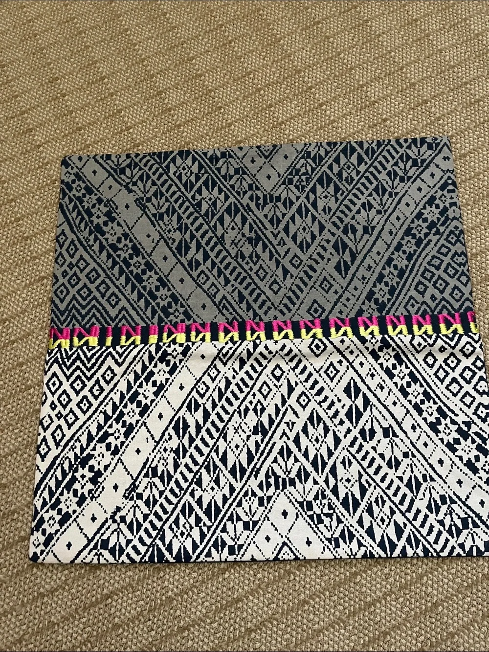 West Elm Navy and White Geometric Pillow Cover 20 x20 inch